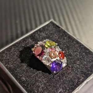 Radiant NVC Nataliya V Collister Multi Color CZ Dome Size 9 Silver Tone Ring